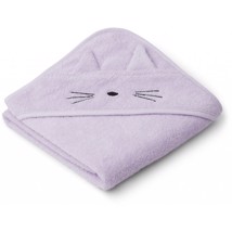 Liewood Økologisk Baby Badehåndklæde Cat Light Lavender